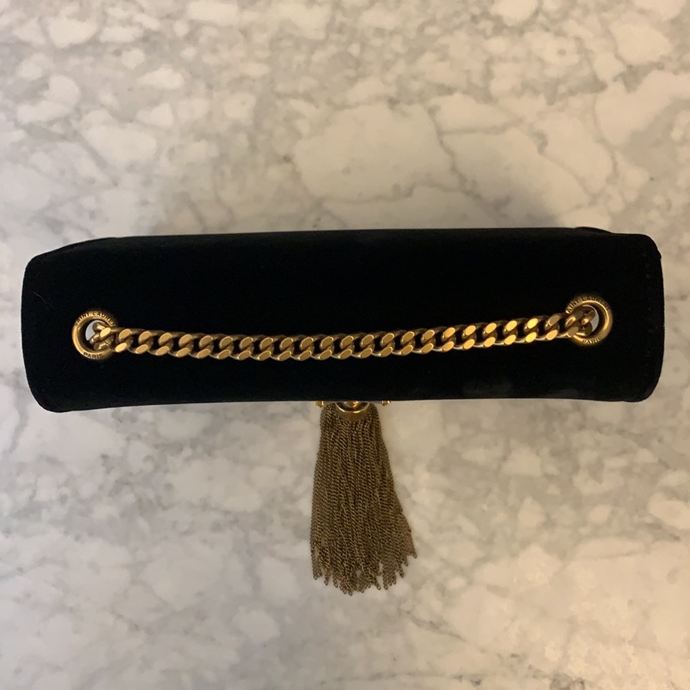 Saint Laurent Kate Monogram Velvet Tassel Bag Black 🖤 - Picture 5 of 11